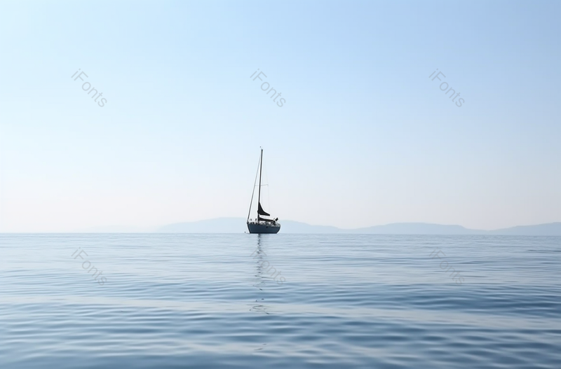 万里无云的大海上一艘小船独自出海,高清,摄影图,摄影图片,图片大全,摄影图免费下载